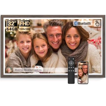 Imagem de Bsimb Porta-Retratos Digital Grande Com Tela Sensível Ao Toque Bsimb De 32 Polegadas, 64 Gb, 1920 X 1080 Fhd, Wifi, Com Controle Remoto, Compartilhe Fotos/Vídeos Via Aplicativo/Usb/Sd, Fácil Configu