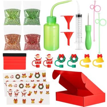 Imagem de Jerify Kit de ferramentas faça você mesmo globo de neve, glitter grosso, garrafa de apertar de plástico, funis, seringa curva, haste de agitação, furador, espátula para fazer copos de artesanato DIY