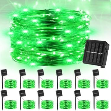 Imagem de Kittmip 12 Pçs Mini Cordão de Luzes Solares Minúsculas Fadas Firefly Luz Cintilante Impermeável 50 LEDs Corda de Jardim para Jardim Externo Quintal Decoração de Natal (Luz Verde)