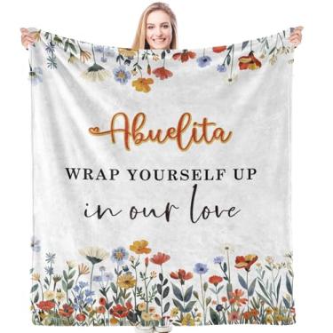 Imagem de HIWX Cobertor floral Abuelita, cobertor Abuelita para decoração de casa, quarto, sala de estar, sofá-cama, melhores presentes para avó para Natal, aniversário de netos, netos, netos, netos, 127 x 152