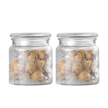 Imagem de ANSQU Pequenos frascos de vidro herméticos com tampas, frasco de armazenamento de alimentos de 500 ml, recipiente de armazenamento transparente com tampa de vidro para conservas de cozinha, cereais