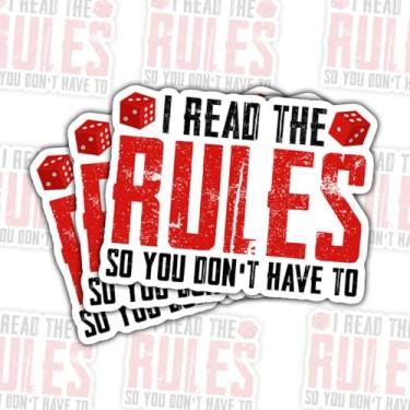 Imagem de Adesivos de vinil com citação engraçada de jogo de tabuleiro I Read The Rules So You Don't Have to Board Gamer, para laptop, notebook, diário, garrafa de água, para-choque de carro, presente para