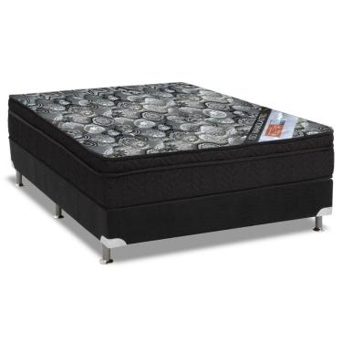 Imagem de Cama Box Casal: Colchão Molas Bonnel Ortobom Nanolastic Iso Firme + Base Crc Suede Black(138x188)