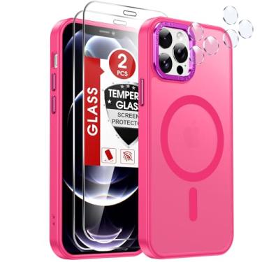 Imagem de LeYi Capa rosa para iPhone-12-Pro-Max: [tela de vidro temperado X2+ protetor de lente da câmera X2] Compatível com Magsafe i Phone 12Pro Promax capa iohone 12 Pro Max proteção magnética feminina