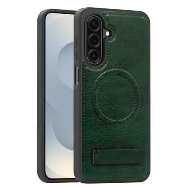 Imagem de Lunivop Capa de couro para Samsung Galaxy A17 5G 2025 [compatível com carregamento sem fio Magsafe] Capa magnética Funda para A17 de 6,7 polegadas robusta melhor capa de telefone verde