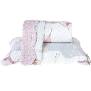 Imagem de Kit Cobre Leito Rolinho Solteiro + Porta Travesseiro Toque Macio Ballet