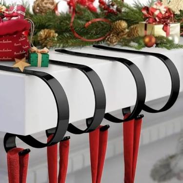 Imagem de 1 gancho de metal ajustável para lareiras de Natal para mesa de casa, suporte de bolsa, decoração de festa de Natal, casa, faça você mesmo, (preto)