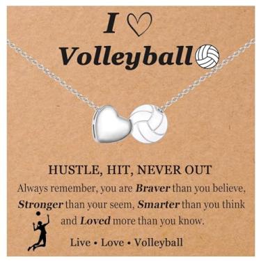 Imagem de EPVIDO Presentes de futebol/vôlei, softbol/tênis para meninas adolescentes e mulheres colar joias acessórios esportivos para aniversário, Natal, meias de formatura, Volleyball Gift, Aço inoxidável