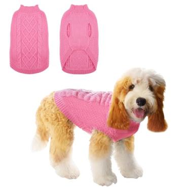 Imagem de TONY HOBY Suéter de cachorro pequeno de malha quente para cachorro, casaco de inverno para cachorrinho, pulôver para clima frio, suéter clássico de tricô para cachorro, roupas grossas e quentes para