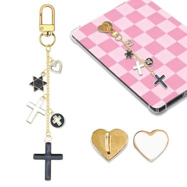 Imagem de Cruz Jesus Corrente de berloques Kindle para amantes de livros mulheres e homens, chaveiro com pingente religioso, acessórios de e-reader, presentes de fé para leitores amantes de livros, pingentes