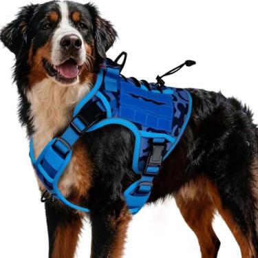Imagem de Peitoral tático resistente para cães grandes, colete refletivo ajustável sem puxão com sistema Molle, controle de nível militar K9 para treinamento de serviço, atividades ao ar livre e mais de 10