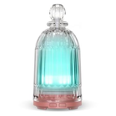 Imagem de Glass Aromatherapy Essential Oil Diffuser, 120 mL Aroma Diffusers Cool Mist Humidifier Ultrasonic with 7 LED Light Auto Shut-Off for Home Office Yoga Spa (Copper Bottom)