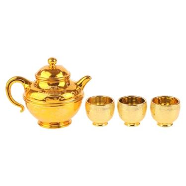 Imagem de DimyFew Conjunto de Cafeteira/chaleira Elétrica com 3 Xícaras, Decoração Dourada, Ornamento para Mesa de Jantar, Quarto, Casa, Festa E Sala de Estar, Style B