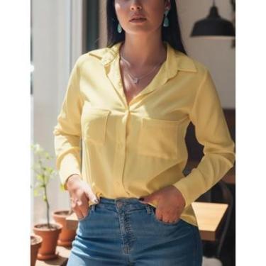 Imagem de Camisa Social Feminina Sport Manga Longa Tshirt Leve Macia Elegante Com Bolsos Cores do Verão-Feminino