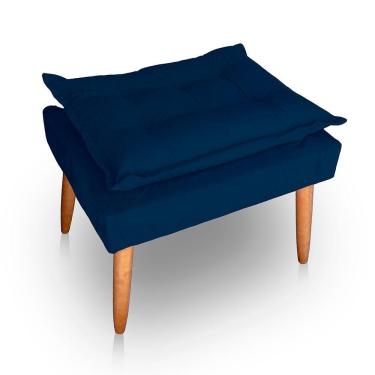 Imagem de Puff Para Sala E Quarto Madeira Decorativo Opala Suede Cor Azul Marinho