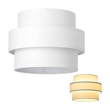 Imagem de ELFCAB Abajur de tambor de 3 camadas para luminária pendente de substituição de abajur, o abajur de fibra é feito de TR à mão (branca)