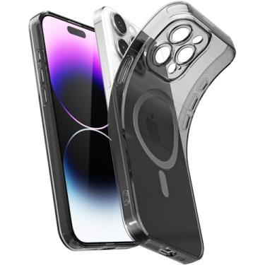 Imagem de Svanove Capa magnética transparente para iPhone 14 Pro Max, compatível com Magsafe Slim Thin Transparente Mag Safe Case para mulheres e meninas, capa de borracha de silicone macia fofa com capa para
