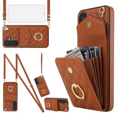 Imagem de Asuwish Capa de celular para Samsung Galaxy A17/A26 5G carteira de celular com protetor de tela de vidro temperado, alça de pulso transversal, anel com bloqueio de RFID, porta-cartão A 17 26 17A 26A