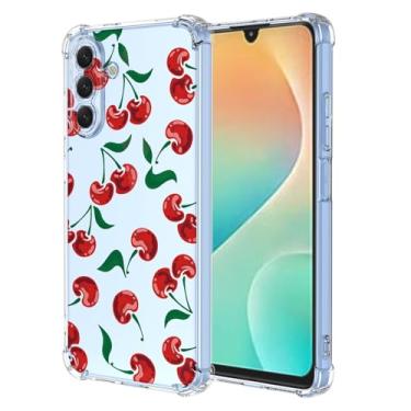 Imagem de RRXSYXL Capa para Samsung Galaxy M36 com estampa floral transparente, capa macia à prova de choque para Samsung M36 (cereja)