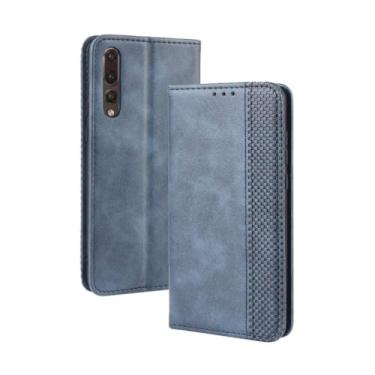 Imagem de Capa para HUAWEI P20 Pro,Retro Flip magnético,Caso de telefone de couro PU,Design de carteira com 3 slots de cartão e 1 clipe de dinheiro -Blue