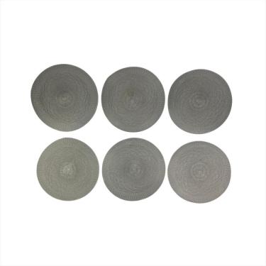 Imagem de Kit 6 Peças Souspla Mesa Posta Descanso Pratos Cinza Claro