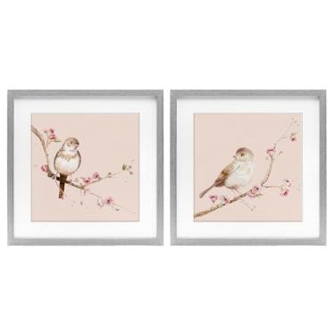 Imagem de Stupell Industries Sweetest Brown Birds Branch 2 peças impressão emoldurada preta conjunto sob vidro, design por Lisa Wehmeyer, 13 x 13