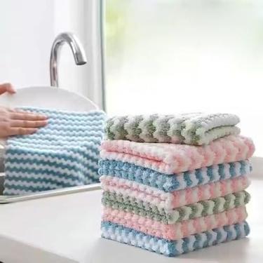 Imagem de Pacote com 5 panos de limpeza de cozinha, panos de prato de microfibra: lavagem multiuso/macio/sem fiapos/absorvente/secagem rápida toalhas laváveis reutilizáveis para banheiro/carro/vidro, 20 x 20 cm
