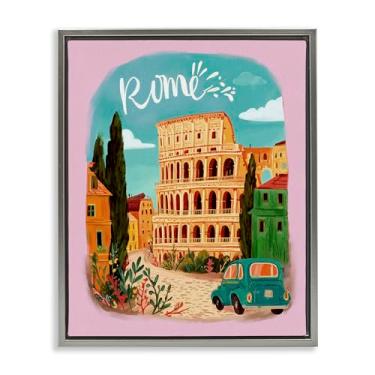Imagem de Stupell Industries Arte de parede em tela flutuante emoldurada dourada com arquitetura de pontos de viagem em Roma, design por Yen, 78 x 63 cm