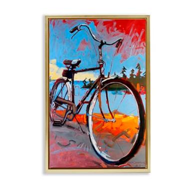 Imagem de Stupell Industries Arte de parede Tonight Bicycle Journey cinza emoldurada flutuante, design por Adam Swanson, 25 x 17