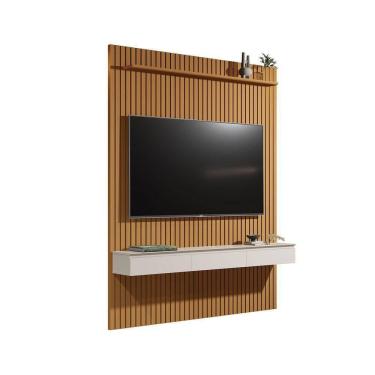 Imagem de Rack Painel Home Suspenso Colorado 1,40 Para Tvs Até 55 Polegadas Com Porta Arbo Cedro Com Off White