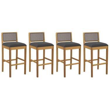 Imagem de Banqueta Sala De Jantar Sara 1bmm005ca Premium Madeira Maciça Kit 4 Un Carvalho-boucle Grafite-tela Grafite - Kappesberg