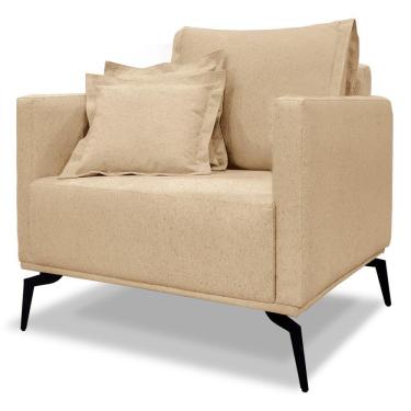 Imagem de Poltrona Sala De Estar Liv 1 Lugar Pes Aço Linho Dourado Ezz Dourado