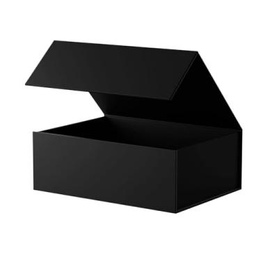 Imagem de Caixa de presente magnética com tampa (1 unidade), Caixas de presente pretas, caixas de presente grandes, para aniversário, casamento, bodas, Dia dos Namorados,Black,13×9.5×3.9inch