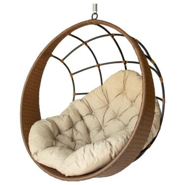 Imagem de Cadeira Balanço Ninho Suspenso De Fibra Almofada Impermeável Argila/areia