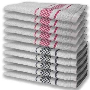 Imagem de 10 Panos De Prato Atoalhado Felpudo Premium 5 Rosa 5 Preto