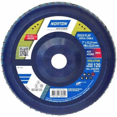 Imagem de Disco Flap Evolution R822 Grão 120 180x22,23mm - 66623313816 - Norton