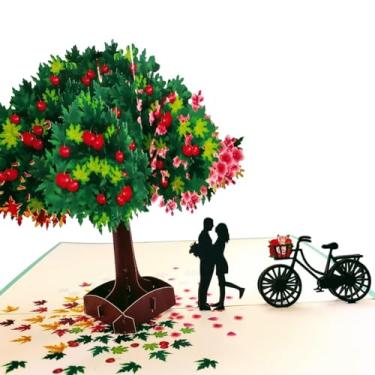 Imagem de iGifts And Cards Cartão pop-up 3D árvore do amor quatro estações - Feliz aniversário, parabéns, aniversário, romance, incrível, melhores desejos, melhor amiga