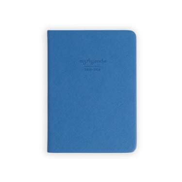 Imagem de Agenda agenda de mesa com calendário de 18 meses para organizar horários e compromissos com capa de couro vegano (julho de 2025 a dezembro de 2026) (azul pacífico)