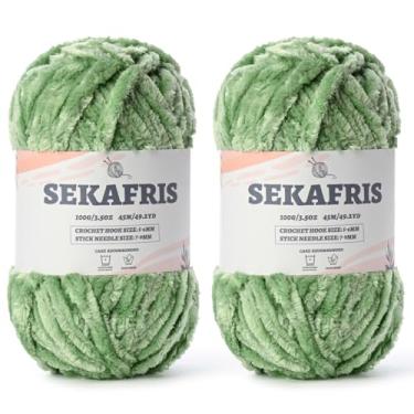 Imagem de Fio de chenille grosso felpudo para crochê, fio de pelúcia macio para tricô à mão, fio de cobertor de bebê volumoso 2 x 100 g (2 x 49,2 jardas) para fios de crochê amigurumi, fio de veludo fofo de