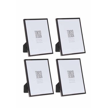 Imagem de Kit 4 Porta Retrato em Metal e Vidro 15x20 Lisa Preto Brilho