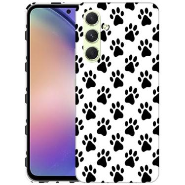 Imagem de SM CASES Capa para Samsung Galaxy S23 FE 5G - Padrão de Pata de Cachorro Design Impresso 3D Capa Traseira de Plástico Rígido Compatível com Samsung Galaxy S23 FE 5G Branco