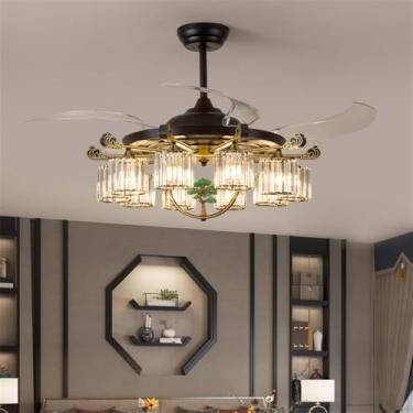 Imagem de Ventilador de teto LED moderno e discreto, luxuoso para sala de estar, restaurante, quarto, escritório, casa de campo ou hotel, com controle remoto (10 lâmpadas, 1 unidade)