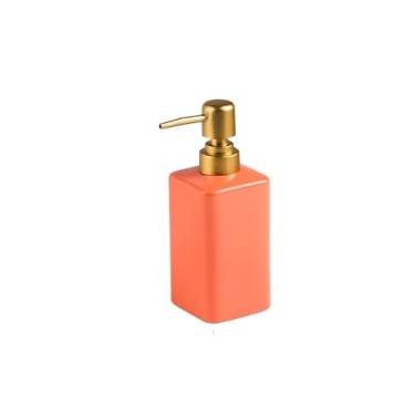 Imagem de Dispensador de sabão Dispensador de sabonete cerâmica com bomba, loção líquida para xampu, banheiro e cozinha(Orange)
