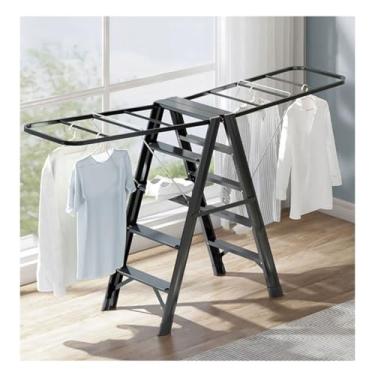 Imagem de Hhsdyl Estendal de Roupa, Secador de Roupa em Metal Expansível, Cabide Dobrável para Toalhas, Estendal Económico de Espaço para Secagem ao Ar de Roupas, para Pendurar Roupas no Interior e Exterior,A