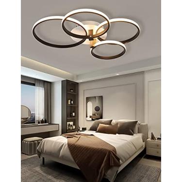 Imagem de Luminária de teto redonda LED Ring para sala de estar, moderna e regulável, com controle remoto, na cor preta, ideal para sala de estar, quarto, escritório, mesa de jantar, casa de campo ou