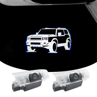 Imagem de 2 peças de luzes LED com logotipo de porta de carro compatíveis com Land Cruiser 250 LC250 2023-presente projetor de cortesia a laser luz de boas-vindas acessórios de carro (L8 branco, para LC250 2023