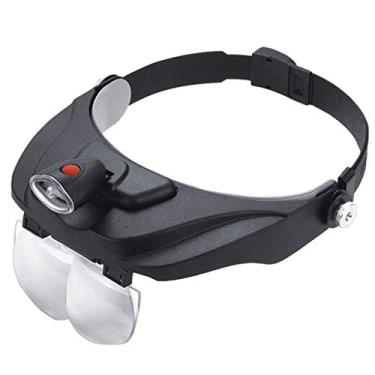 Imagem de KUYBTU Lupa montada na cabeça com luzes LED destacáveis, 1,2X, 1,8X, 2,5X, 3,5X, lupa de leitura mãos-livres, para bordado e reparo