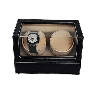 Imagem de Caixa de relógio enrolador de relógio automático 2 baterias de relógios - Caixas automáticas duplas pretas para presente de Natal