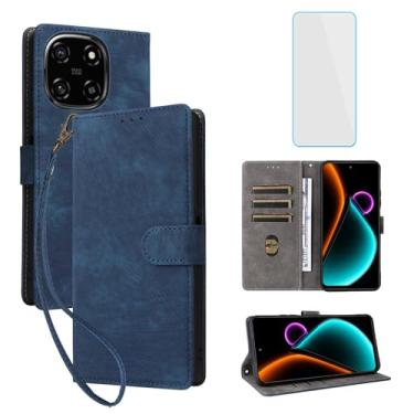Imagem de IUQXU Capa carteira para celular Blackview Color 6 com protetor de tela [bloqueio RFID] couro flip porta-cartão com suporte para mulheres e homens capa para celular para preto visualização cor 6