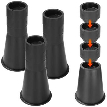 Imagem de OMISTAR 4 peças de elevação de cama, peças de elevação ajustáveis para móveis com fundo de borracha, opções de altura de 6/7,8/9,6/29 cm, design empilhável, elevadores de cama resistentes para sofás